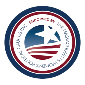 Logo that reads "Endorsed by the Massachusetts Women's Political Caucus PAC"