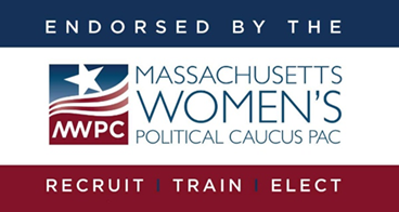 Logo that reads "Endorsed by the Massachusetts Women's Political Caucus PAC"